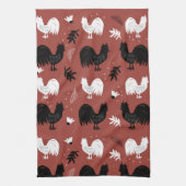 Roosters Hand Drawn Floral Boerderij Pattern Theedoek (Verticaal)