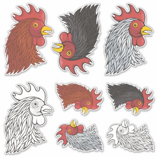 Rooster's Head Icon Sticker Set (Voorkant)