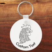 Rooster's Head Line Art Sleutelhanger (Voorkant)