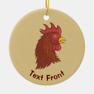 Rooster's kop keramisch ornament