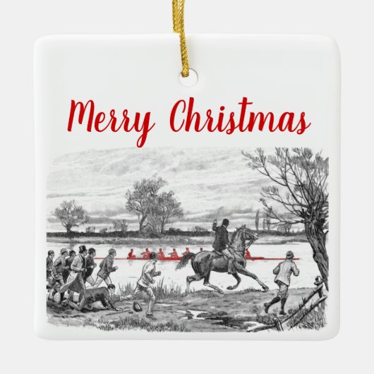  Roosters van de Bemanner op Horseback Keramisch Ornament (Voorkant)