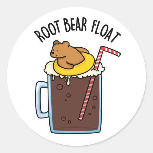 Root Beer Float Funny Root Beer Pun Ronde Sticker (Voorkant)
