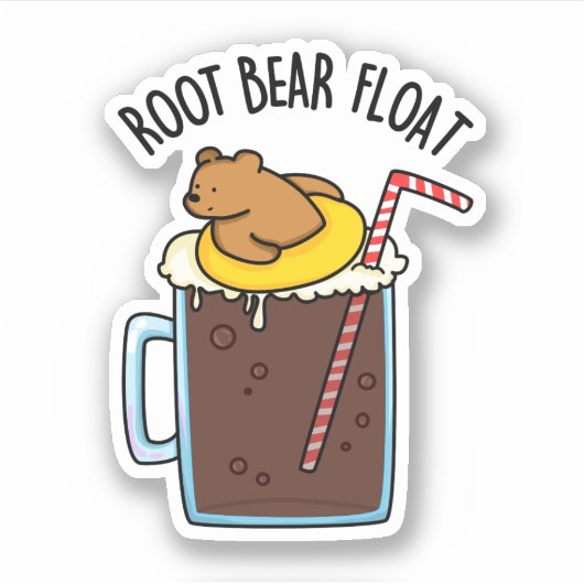 Root Beer Float Grappige Root Beer Woordgrap Sticker (Voorkant)