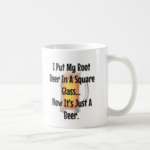 Root Beer in een vierkant glas.. Nu is het alleen Koffiemok