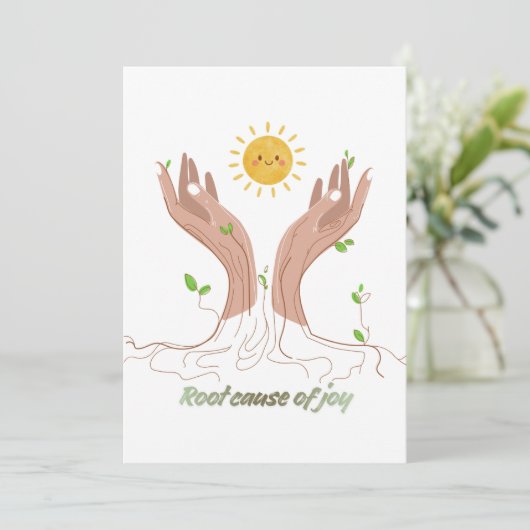 Root Cause of Joy | Nature Hands and Sun Greeting  Feestdagenkaart (Staand voorkant)