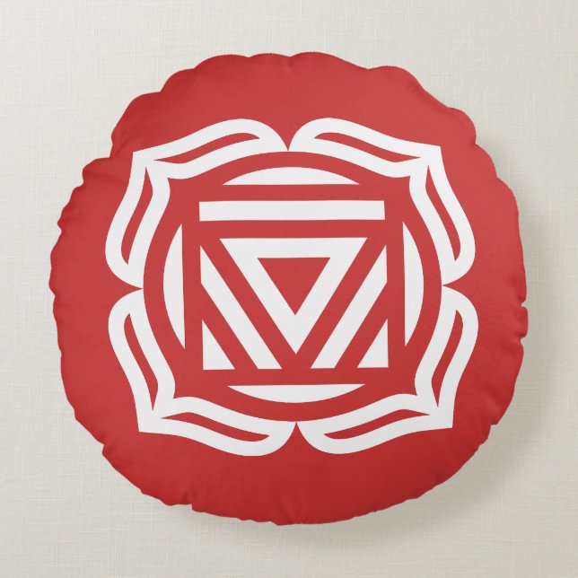 Root Chakra Energy Round Pillow Rond Kussen (Voorkant)