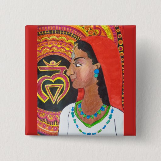 Root Chakra(Lam)Button Vierkante Button 5,1 Cm (Voorkant)