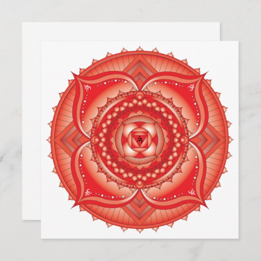 Root Chakra Red Mandala Square Note Card Notitiekaartje (Voorkant / Achterkant)