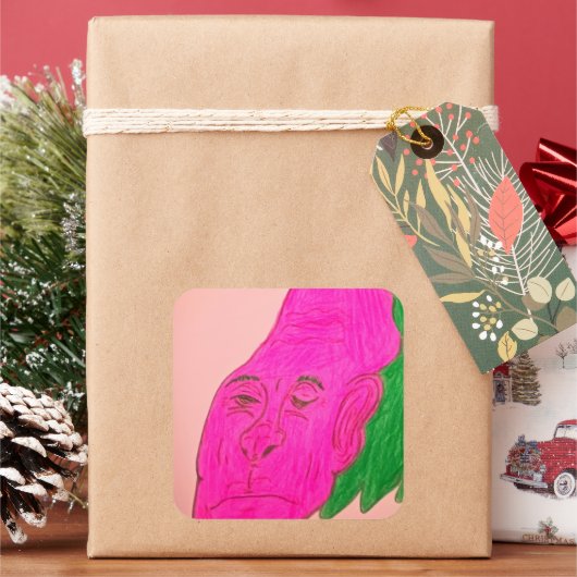 Root Vegetable Character Art Square Stickers (vacances)