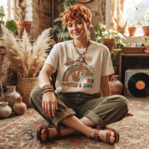 Rooted & Rise Boho Paddenstoel Regenboog T-Shirt