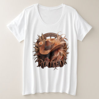 Rooted Vintage Western Cowboy Hat Floral Boho Grote Maat T-shirt