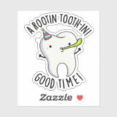 Rootin Toothin Goede Tijd Grappige Tand Pun Sticker (Vel)