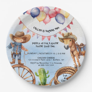 Rootin' Tootin' Goede Tijd Verjaardag Papieren Bordje