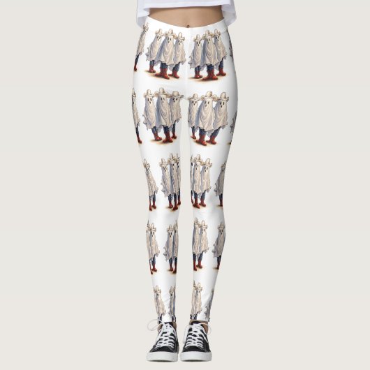 Rootin Tootin Spookin Westerne Ghosts aangepaste t Leggings (Voorkant)