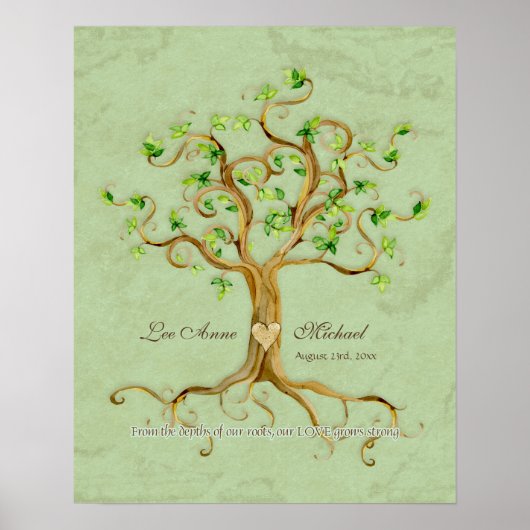 Roots antiqued Aqua Wedding Gift Art Poster (Voorkant)