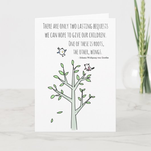 Roots en Wings Inspirating Ouderschap Quote Kaart (Voorkant)