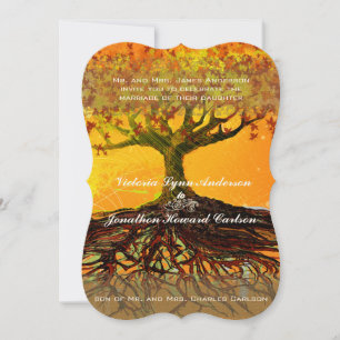 Roots of Love Romantic Tree Wedding Invitation Kaart