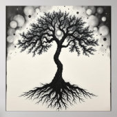 Roots of Serenity: Tree of Life Charcoal Zen Art Poster (Voorkant)