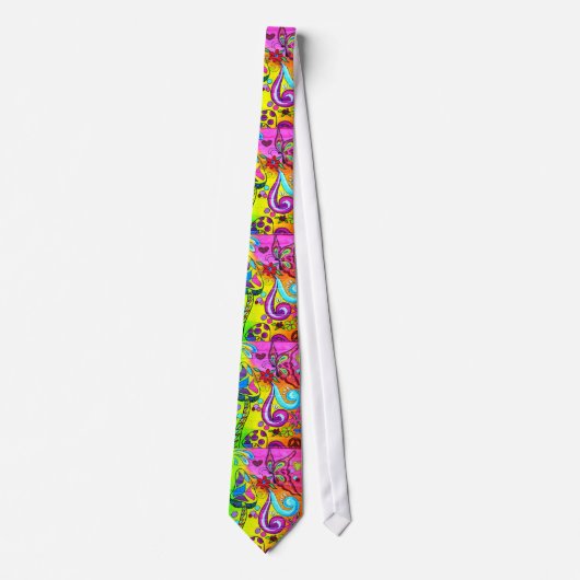 roovy kleuren hippi-achtige bloemen stropdas (Voorkant)