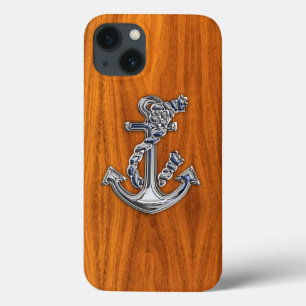 Rope Anchor op Teak Veneer decor iPhone 13 Hoesje