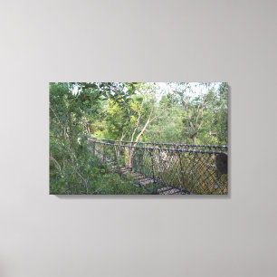Rope Bridge in de Bomen Canvas Afdruk