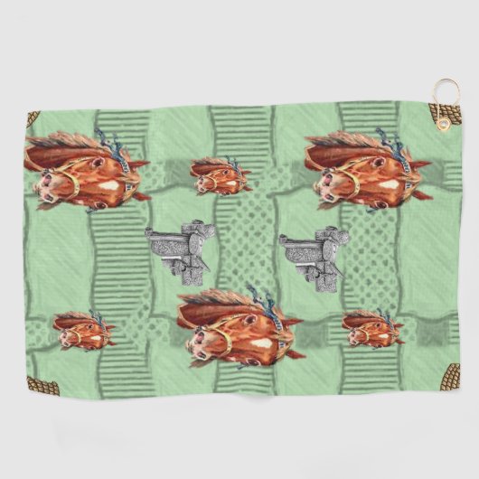 Rope Horse Green Golf Towel Golfhanddoek (Horizontaal)