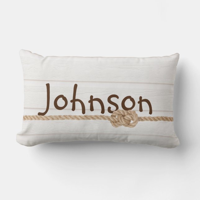 Rope Knot on Whitewashted Wood Kussen (Voorkant)