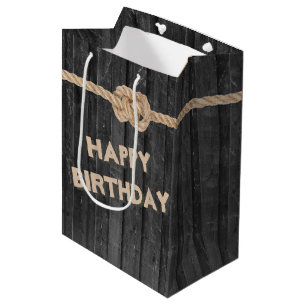 Rope Knot op zwart hout Medium Gift Bag Cadeauzakje