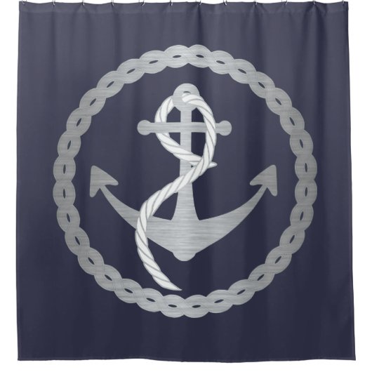 Rope Silver Nautical Shower Curtain Douchegordijn (Voorkant)