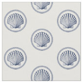 Roped Seashell Nautical Navy | White Pattern Stof (Close Up)