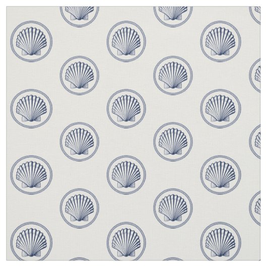 Roped Seashell Nautical Navy | White Pattern Stof (Swatch)