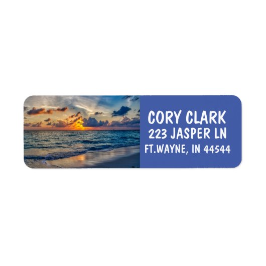ROPICAL OCEAN SUNSET RETURN ADRESLABELS ETIKET (Voorkant)