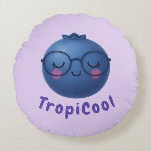 ropiCool Blueberry – Schattige fruitkarakter met G Rond Kussen