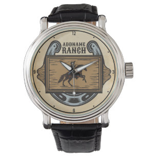 Roping Cowboy ADD NAAM Westerne Familie Paard Ranc Horloge