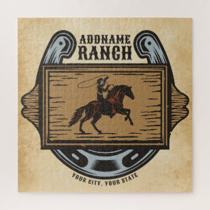Roping Cowboy ADD NAAM Westerne Familie Paard Ranc Legpuzzel