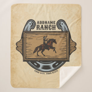 Roping Cowboy ADD NAAM Westerne Familie Paard Ranc Sherpa Deken