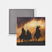 Roping Cowboys and Horses Magneet (Voorkant / Achterkant)