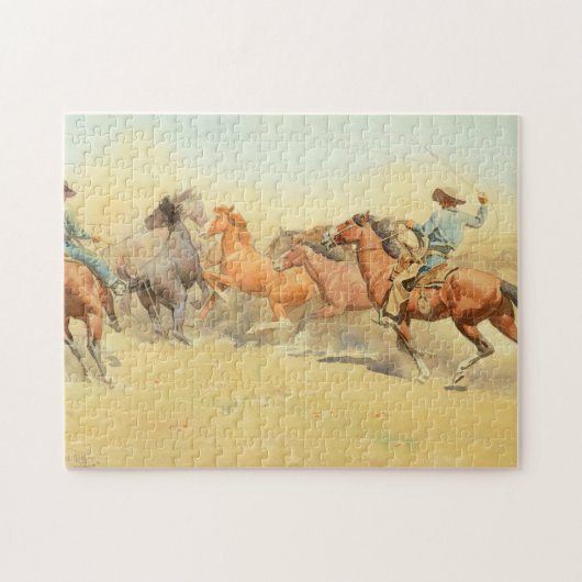 Roping Horses, 1945, gemaakt door Maynard Dixon Legpuzzel (Horizontaal)