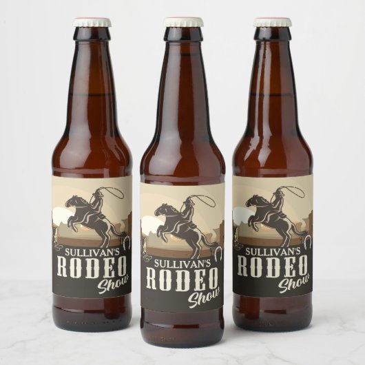 Roping Roundup Western Rodeo Show op persoonlijke  Bier Etiket (Flessen)