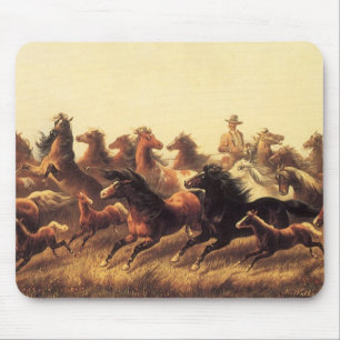 Roping Wild Horses door James Walker Muismat
