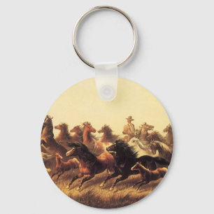 Roping Wild Horses door James Walker Sleutelhanger