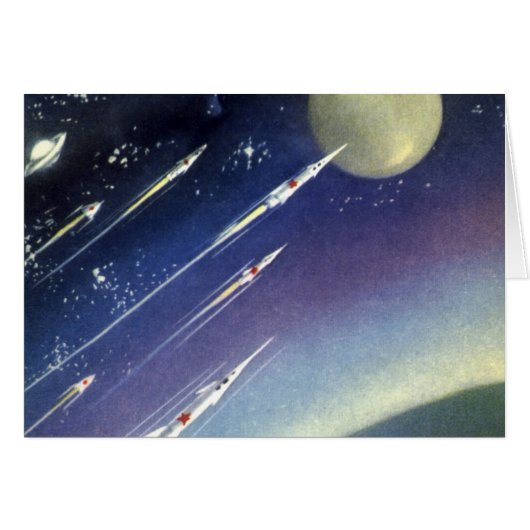 Roquettes de science-fiction vintages dans l'espac (Devant horizontal)