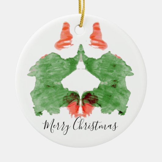 Rorschach Inkblot Santa's Elves Keramisch Ornament (Voorkant)