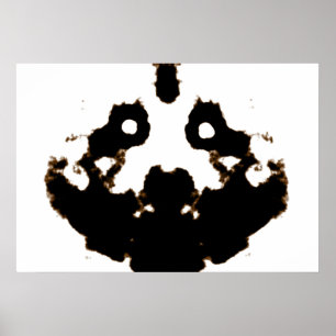 Rorschach-test op een Kaart van het inktlot op wit Poster