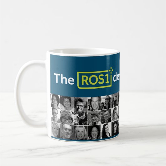 ROS1ders Witte/Blauwgroen Mok met het Ontwerp van  (Links)