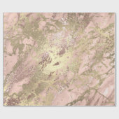 Ros Gold Blush Marble Shiny Metallic Stroke Roze Cadeaupapier (Vlak)