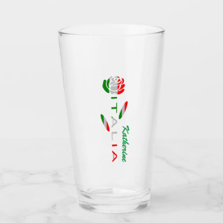Rosa Bandiera Italiana con Italia Gepersonaliseerd Glas
