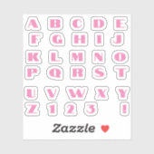 Rosa Buchstaben Alphabet Aufkleber Sticker (Vel)