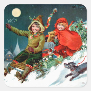 Rosa C. Petherick: Kerstwinkelen Vierkante Sticker