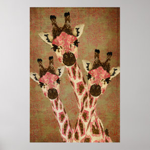 Rosa & Copper Giraffe Art Poster